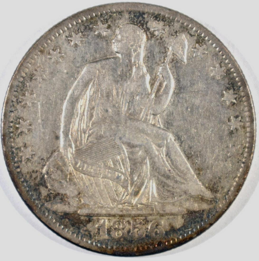 1856-O SEATED HALF DOLLAR, XF NICE COLOR (1 of 2)