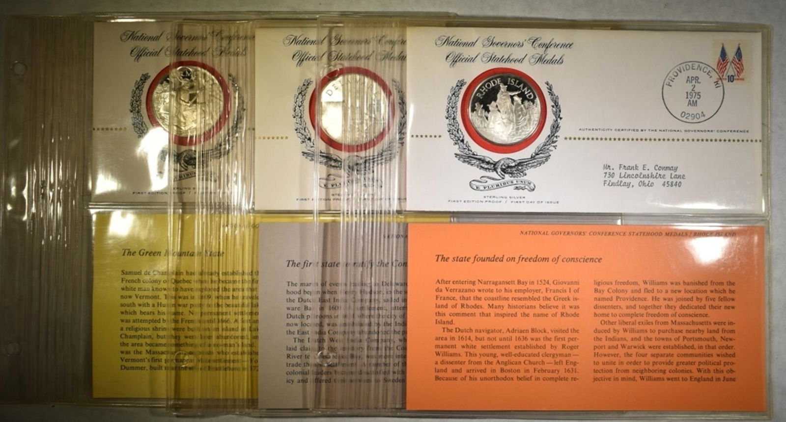 3-STERLING SILVER STATE MEDALS WITH INFO CARD (1 of 7)