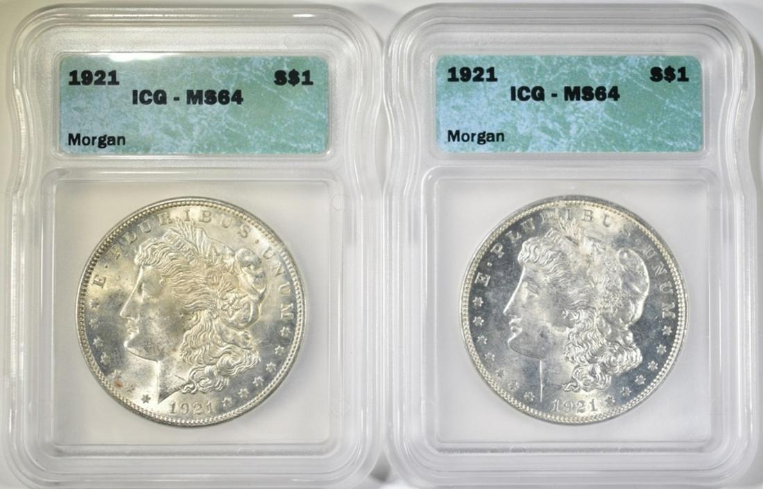 2-1921 MORGAN DOLLARS ICG MS64 (1 of 2)