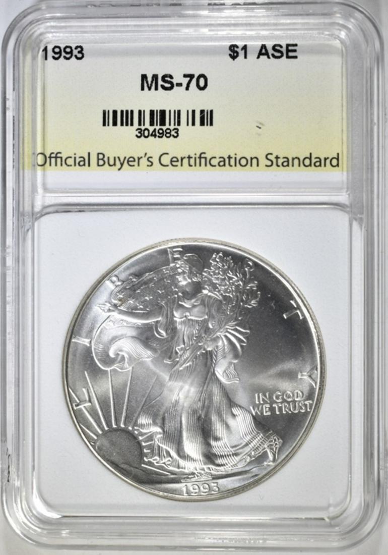 1993 AMERICAN SILVER EAGLE, OBCS PERFECT GEM BU (1 of 4)