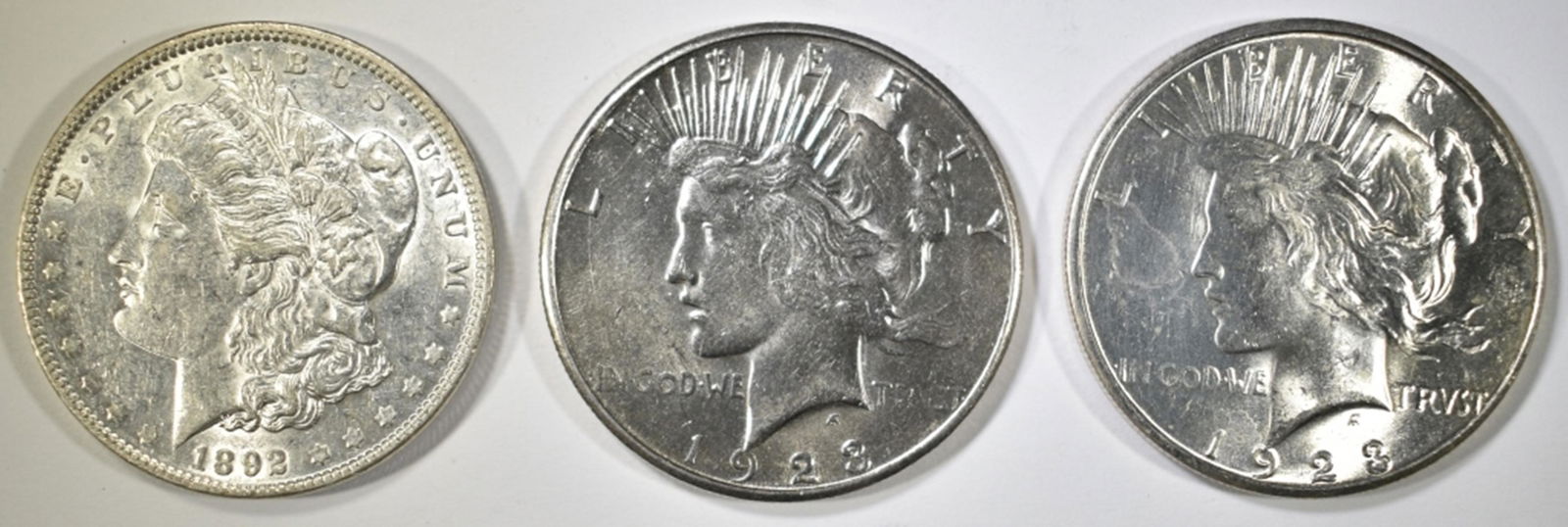 1892 MORGAN XF, 1923-S PEACE VF, & 1923-S PEACE XF (1 of 2)