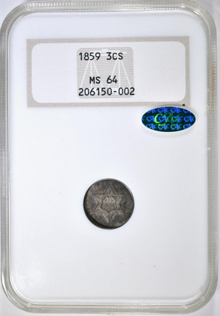 1859 3 CENT SILVER NGC MS-64 CAC (1 of 4)