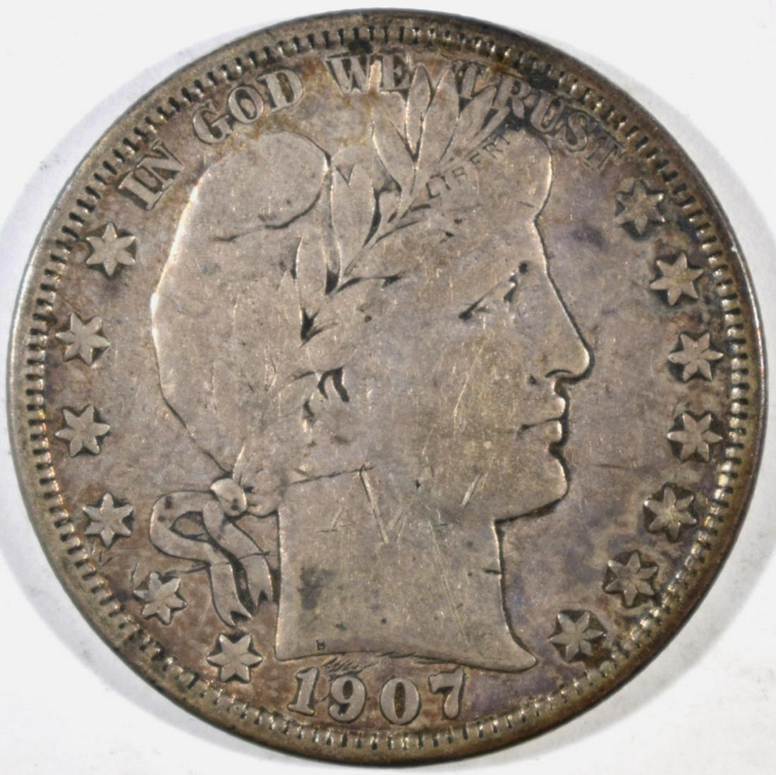 1907-O BARBER HALF DOLLAR, VF (1 of 2)