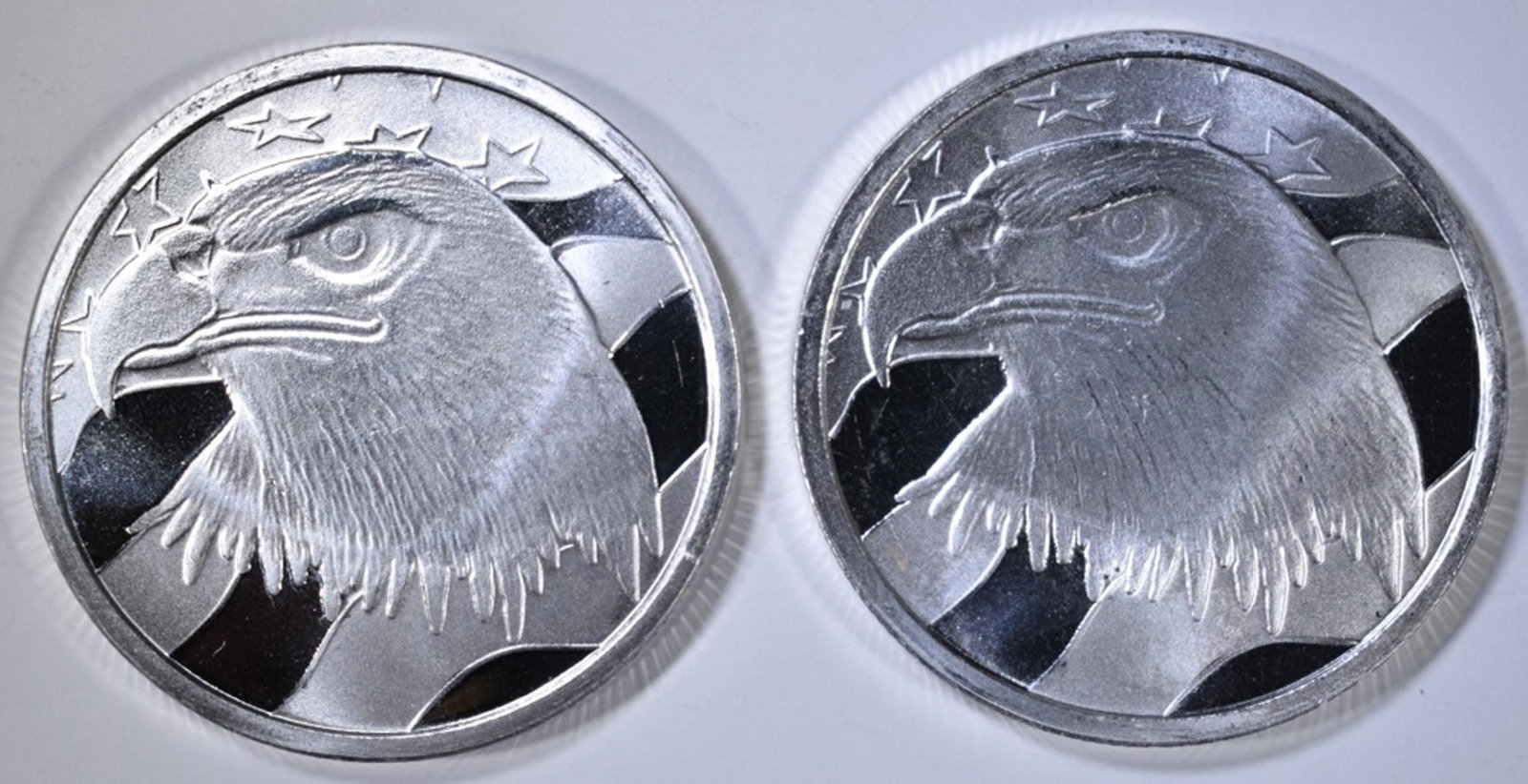 2-PLEDGE OF ALLEGIANCE ONE OUNCE SILVER ROUNDS: BID WITH SILVER CITY AUCTIONS ESTIMATE $85 - $95.
