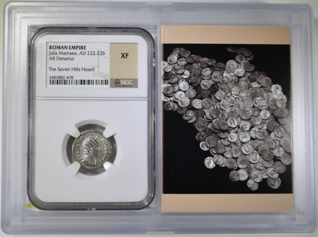 AD 222-235 JULIA MAMAEA NGC XF: ROMAN EMPIRE. AR DENARIUS. ESTIMATE $200 - $225.