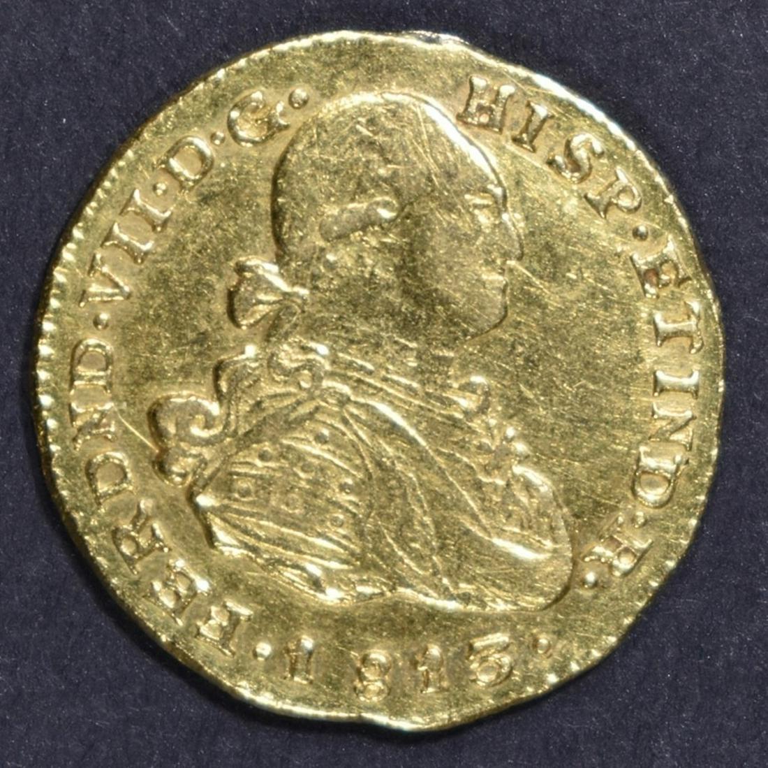 1813 COLUMBIA 1 ESCUDO XF/AU: LEADERS IN ONLINE AUCTIONS ESTIMATE $600 - $700.