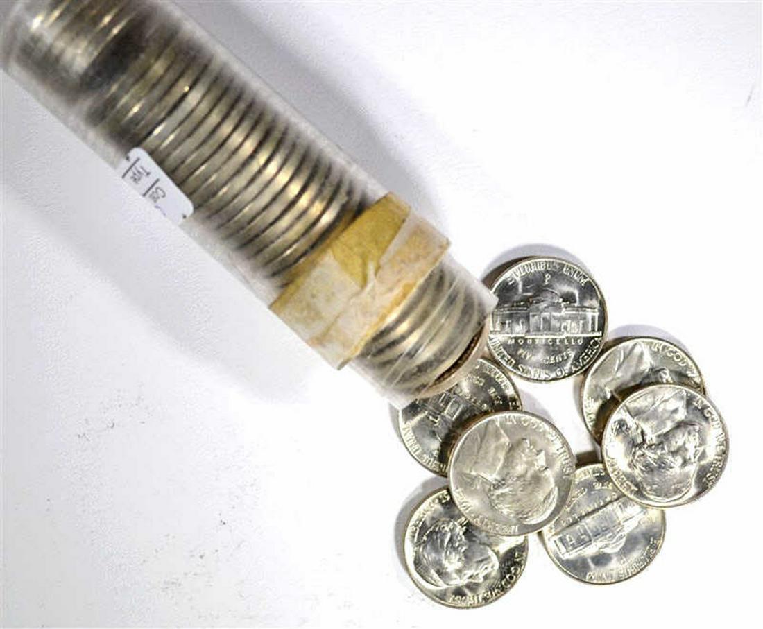 BU ROLL OF 1944-P SILVER JEFFERSON NICKELS: CHECK OUT OUR WEEKLY COIN AUCTIONS ESTIMATE $575 - $600.