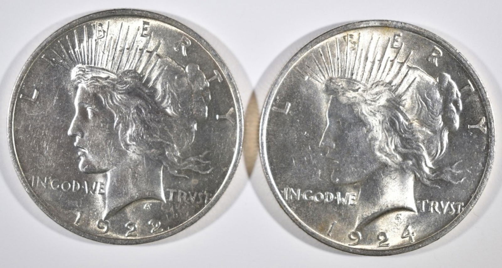 1922 & 24 CH BU PEACE DOLLARS (1 of 2)