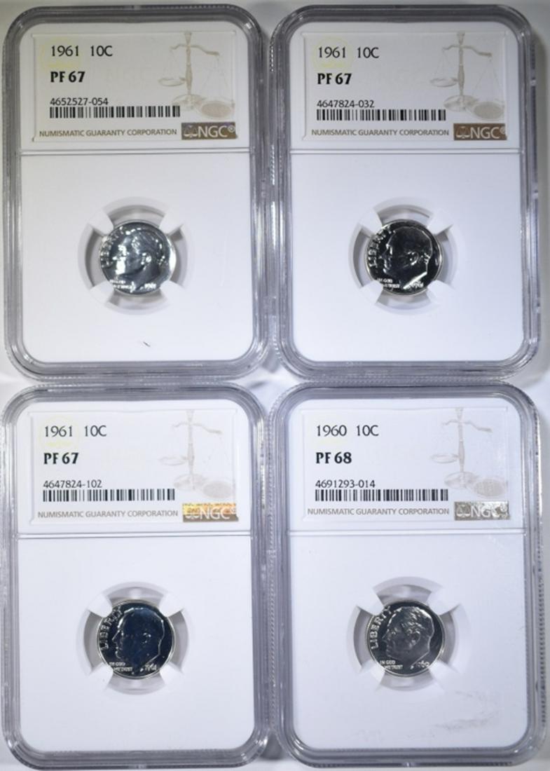 1960 PF-68 & 3 1961 PF-67 NGC  ROOSEVELT DIMES (1 of 2)