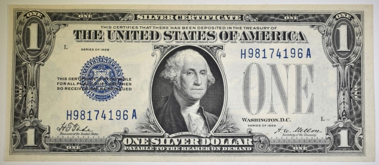 1928 $1.00 SILVER CERTIFICATE CH CU (1 of 2)
