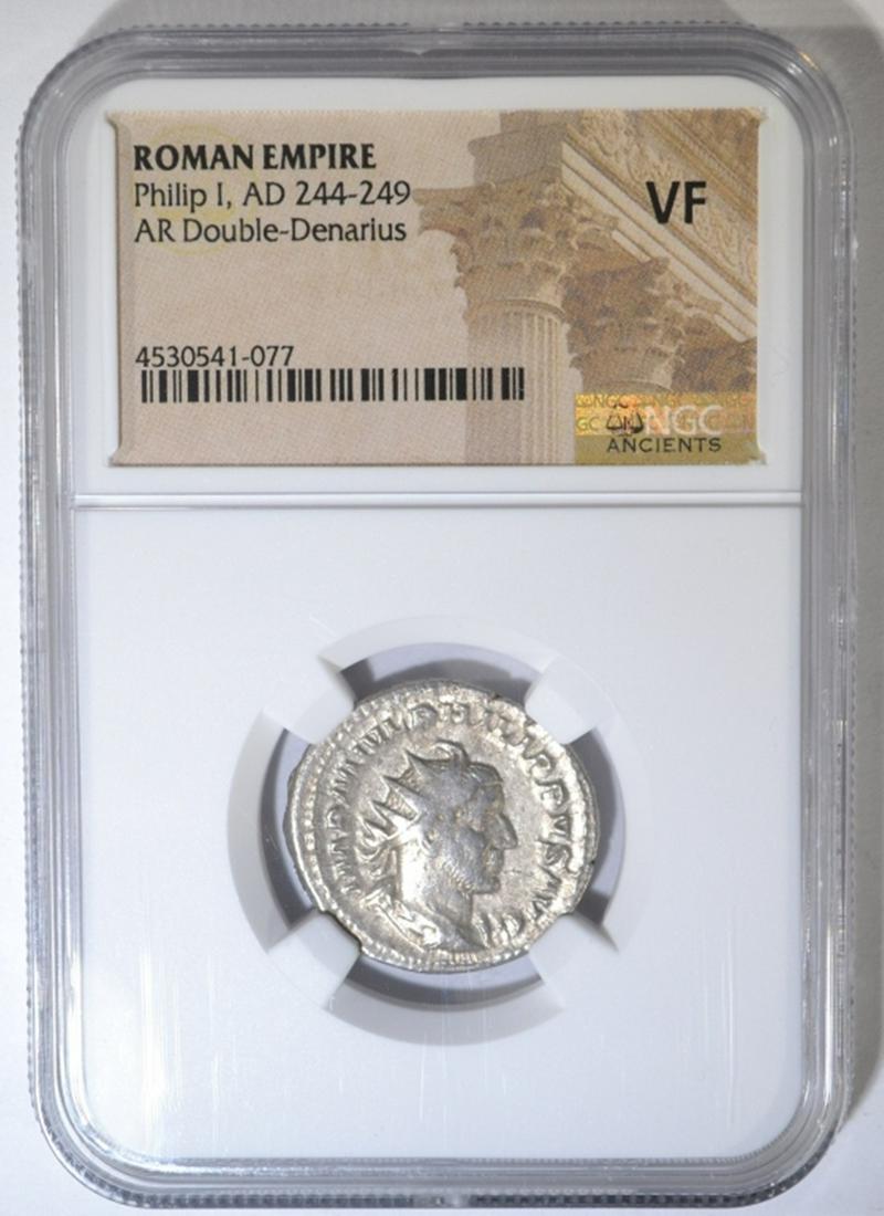 AD 244-249 PHILIP I NGC VF: ROMAN EMPIRE. AR DOUBLE-DENARIUS. ESTIMATE $175 - $200.
