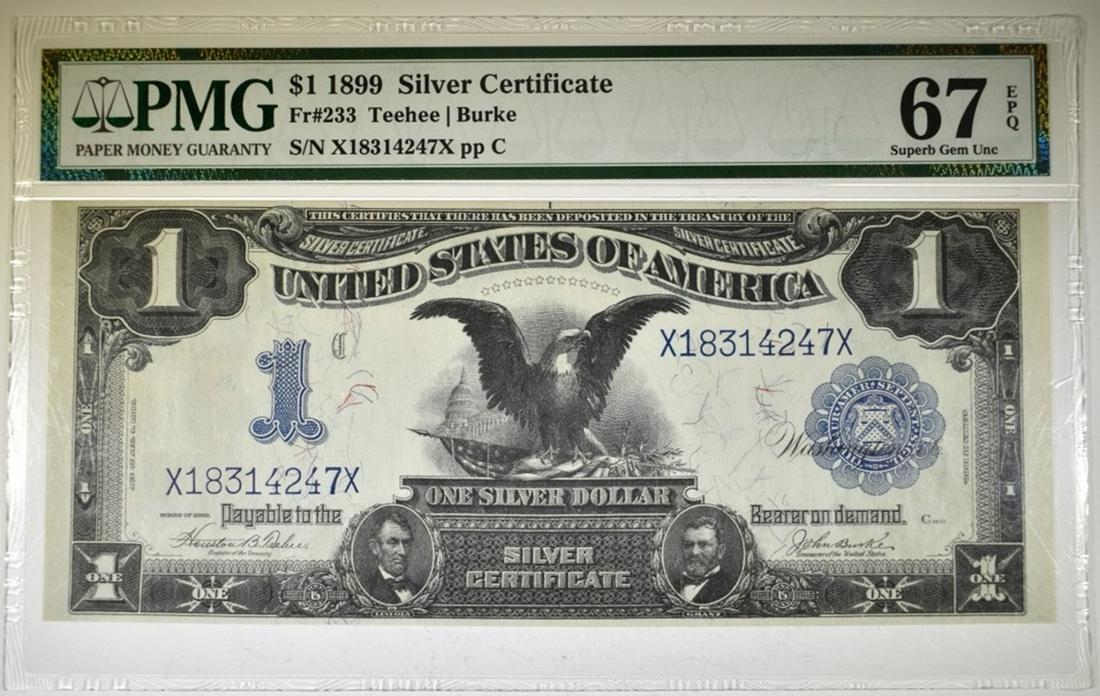 1899 $1 SILVER CERTIFICATE PMG 67 EPQ (1 of 2)