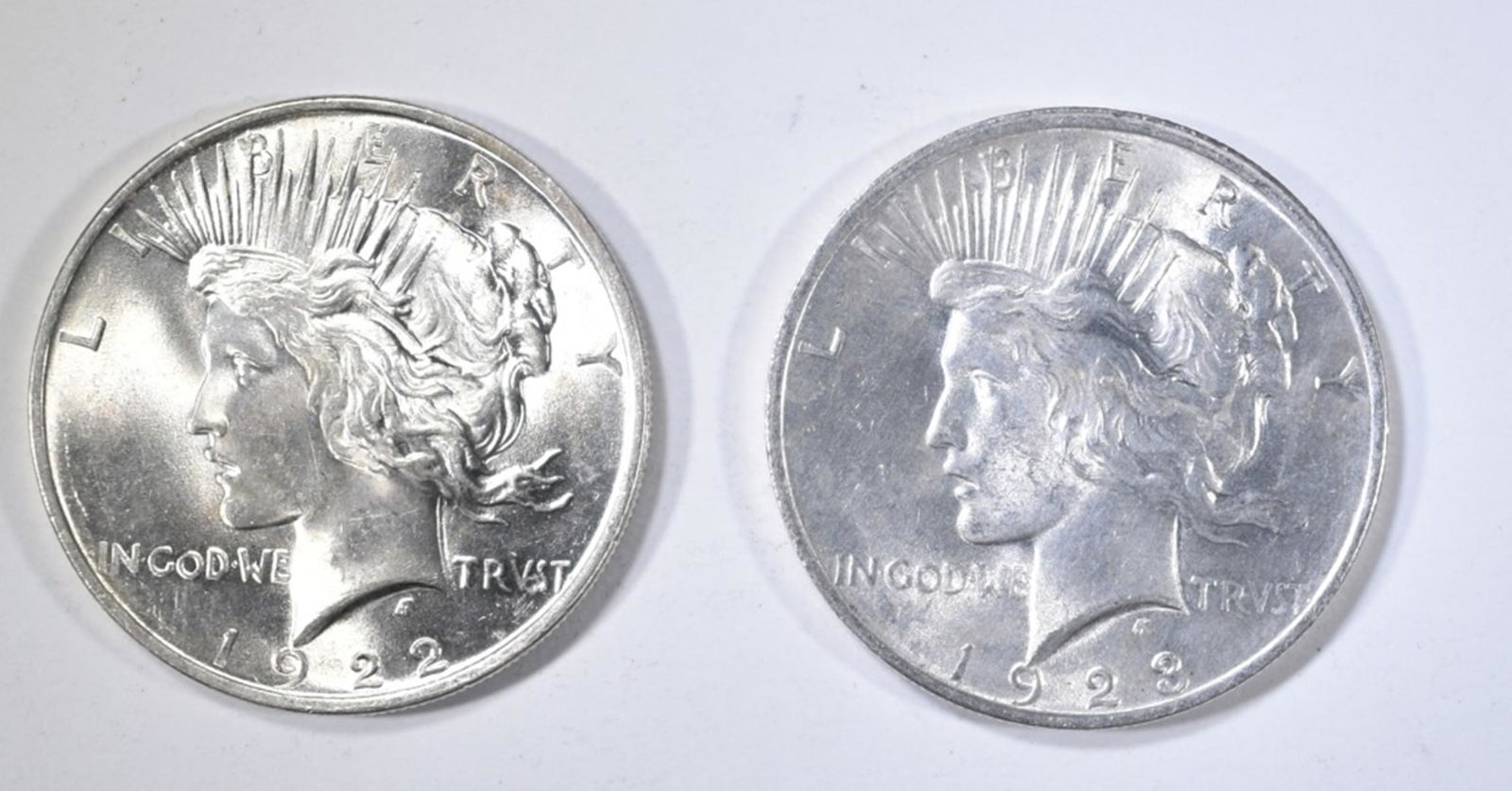 1922 & 23 AU/BU PEACE DOLLARS (1 of 2)
