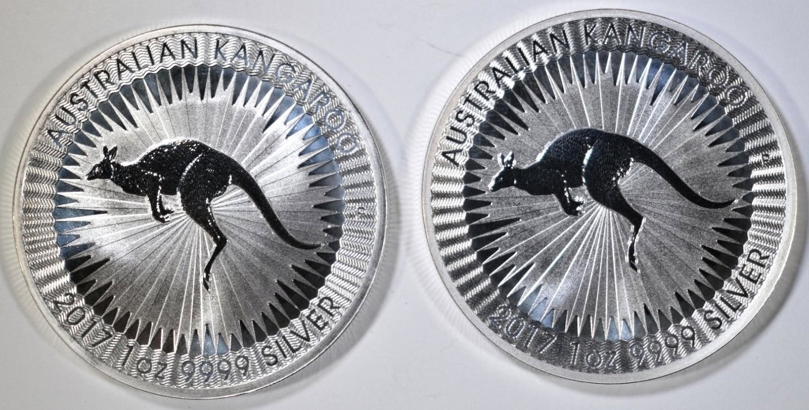 2-2017 AUSTRALIA 1oz SILVER KANGAROO COINS: TOP RATED AUCTION HOUSE ESTIMATE $90 - $100.