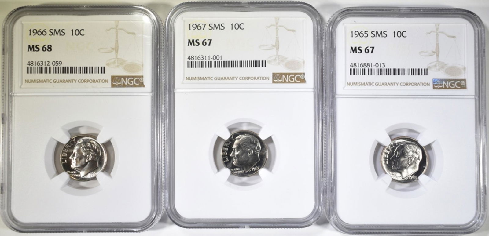 3-NGC GRADED SMS ROOSEVELT DIMES: (1 of 2)