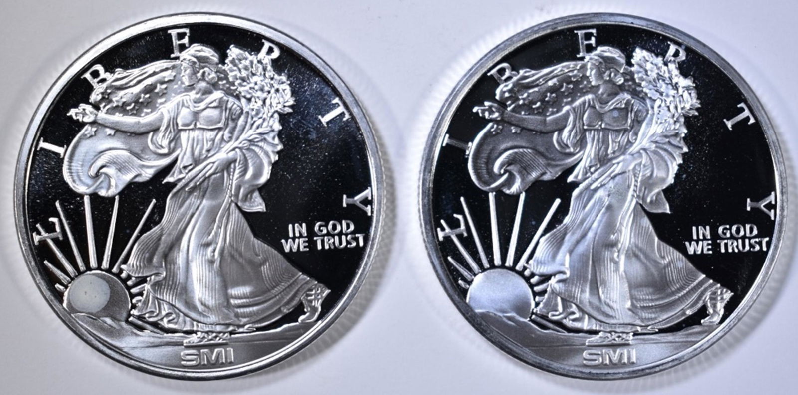 2-WALKING LIBERTY ONE OUNCE  SILVER ROUNDS (1 of 2)