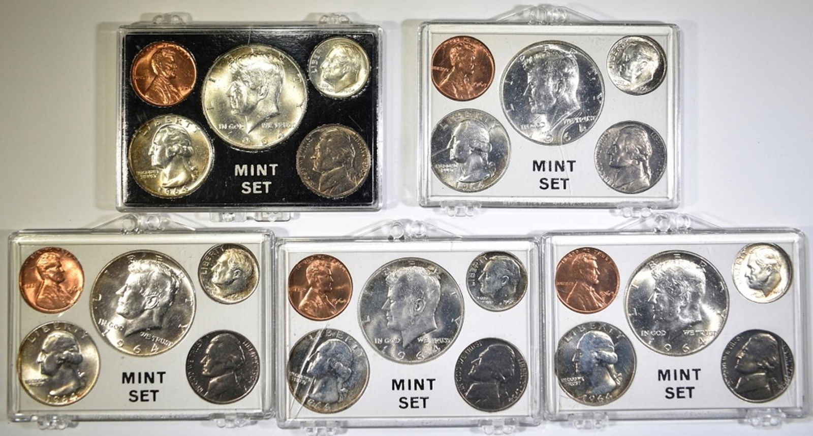 5 1964 U.s Mint Set In Plastic Cases