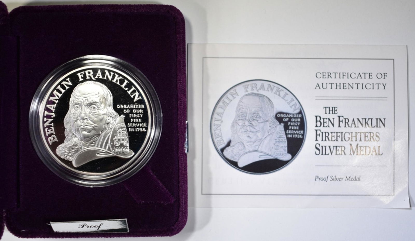 U.S. MINT FRANKLIN FIREFIGHTERS MEDAL (1 of 3)