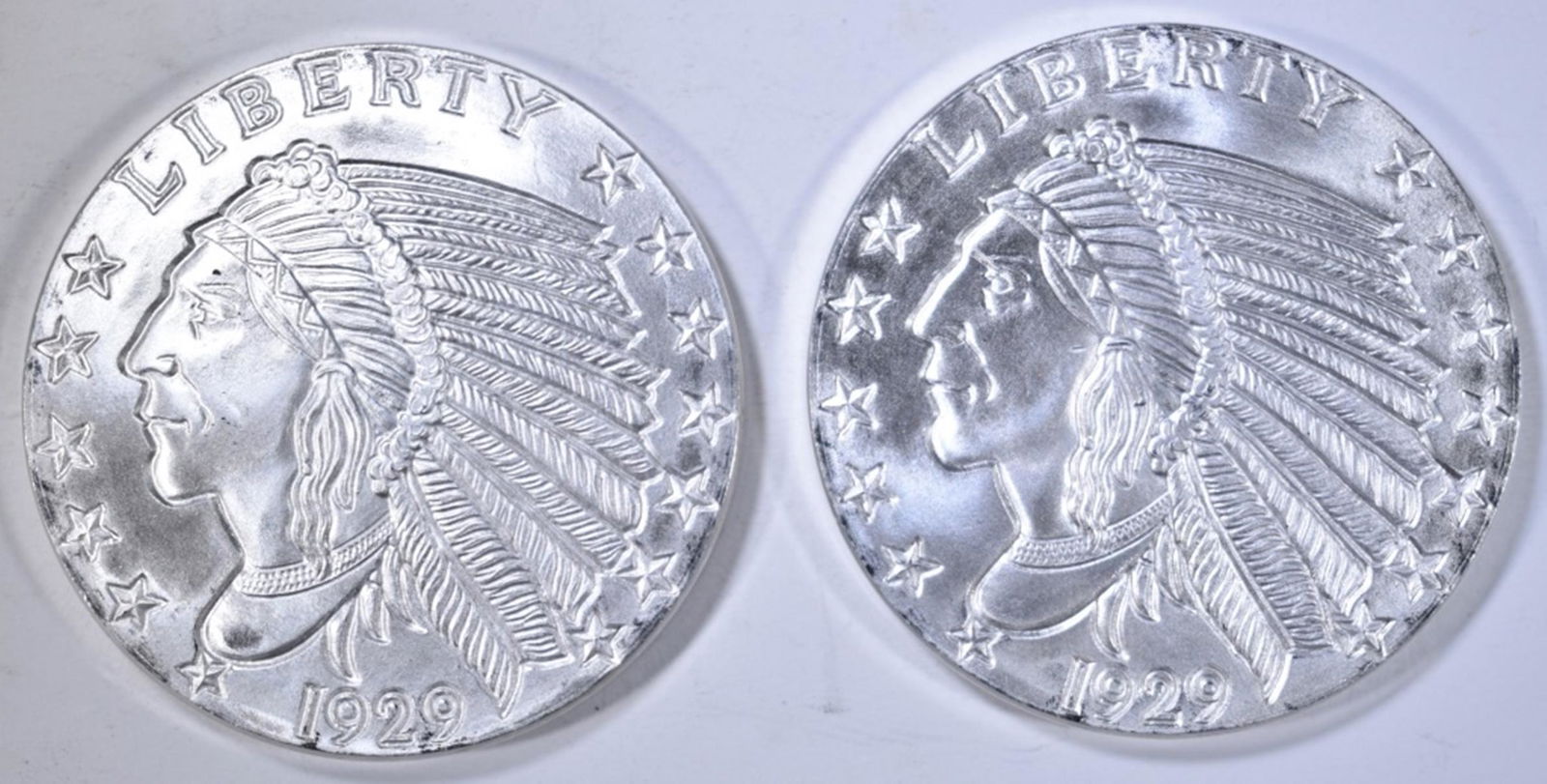 2-INCUSE INDIAN ONE OUNCE SILVER ROUNDS (1 of 2)