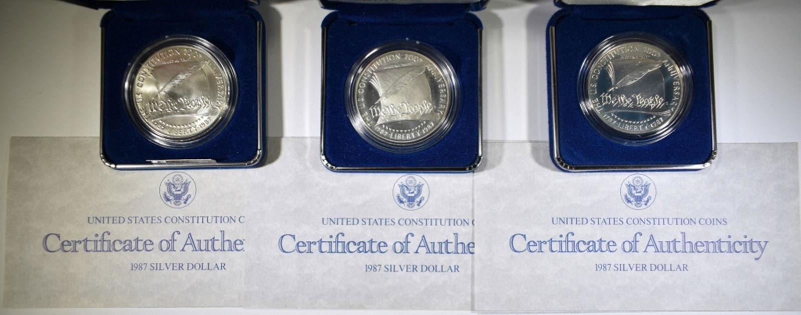 2-Prf &  1-UNC 1987 CONSTITUTION COMMEM  DOLLARS (1 of 3)