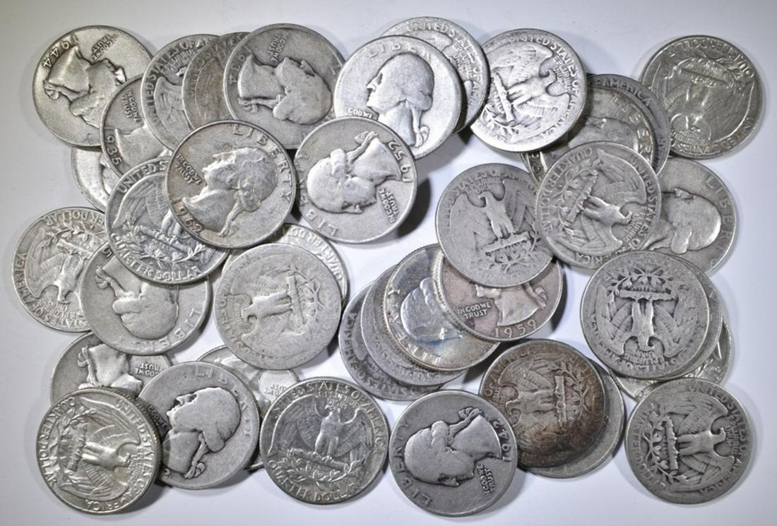 40-CIRC 90% SILVER U.S. QUARTERS (1 of 2)
