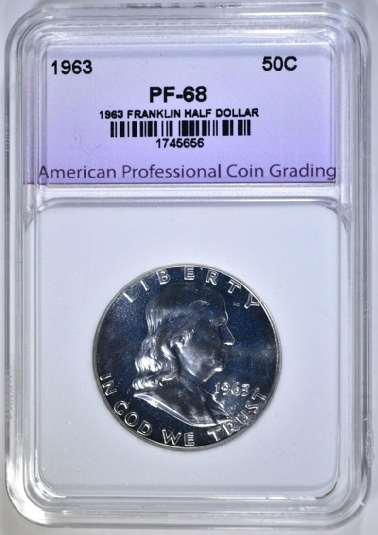 1963 FRANKLIN HALF DOLLAR, APCG SUPERB GEM+ PROOF (1 of 4)