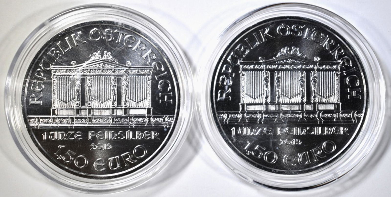 2-2019 AUSTRIAN PHILHARMONIC 1oz SILVER COINS (1 of 2)