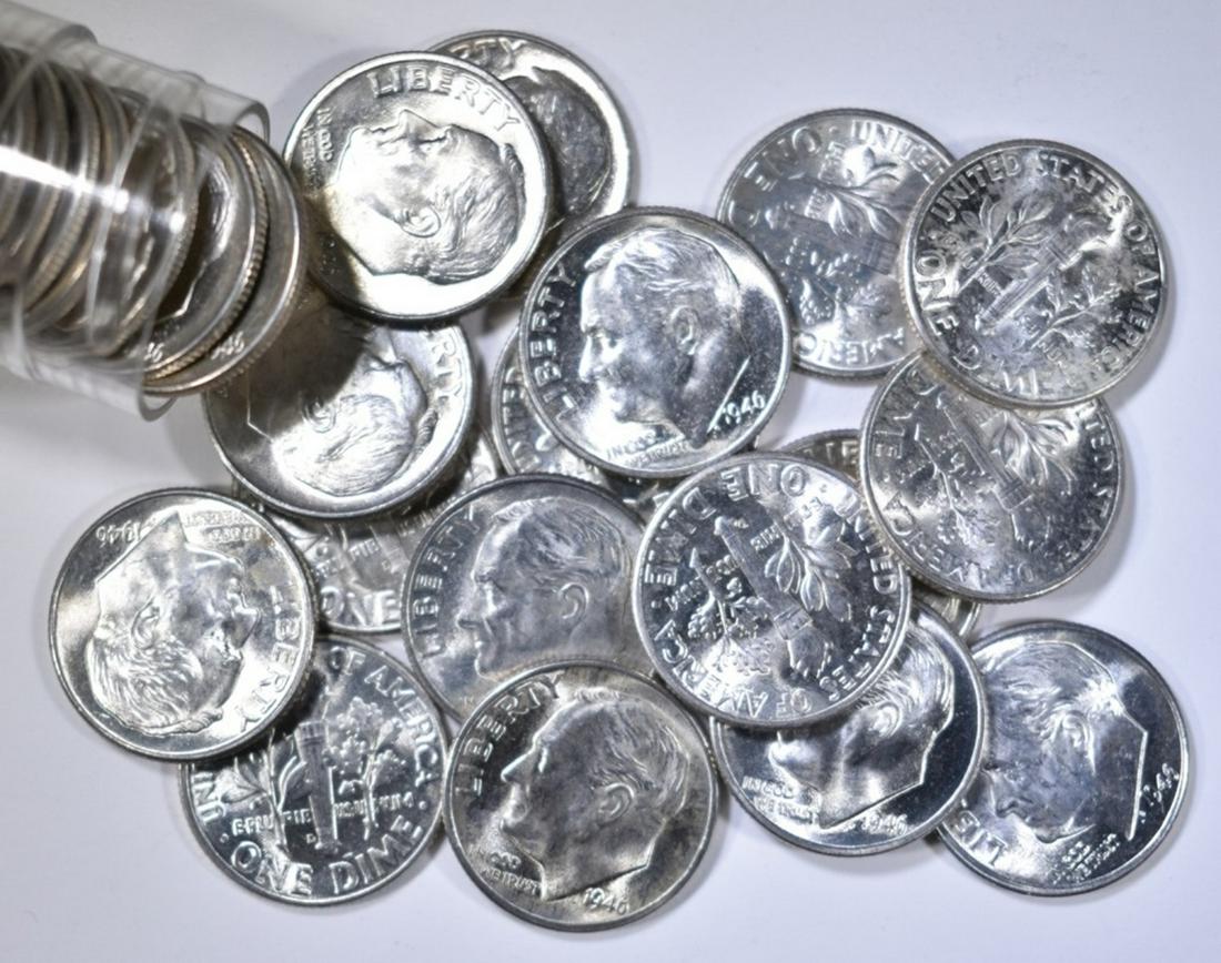 BU ROLL OF 1946-D ROOSEVELT DIMES (1 of 2)