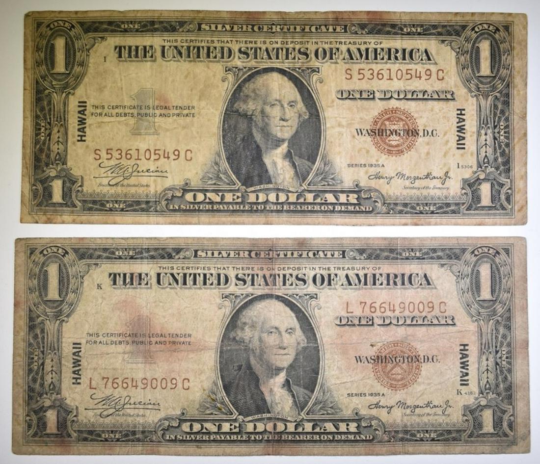 2 1935-A $1 HAWAII SILVER CERTIFICATES (1 of 2)