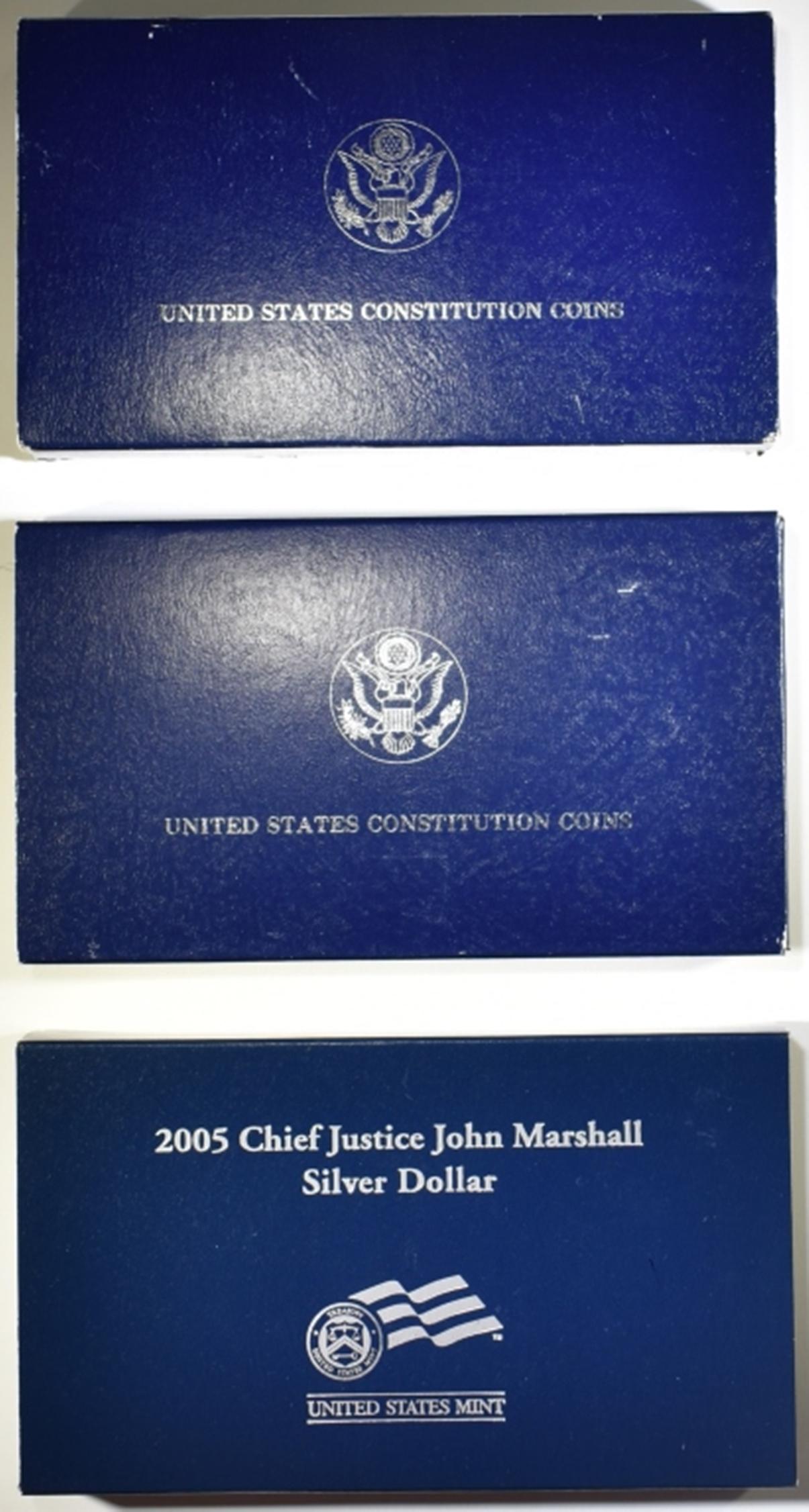 MODERN COMMEM DOLLAR LOT:: 2-1987 PROOF CONSTITUTION & 1-2005 JOHN MARSHALL ESTIMATE $100 - $120.
