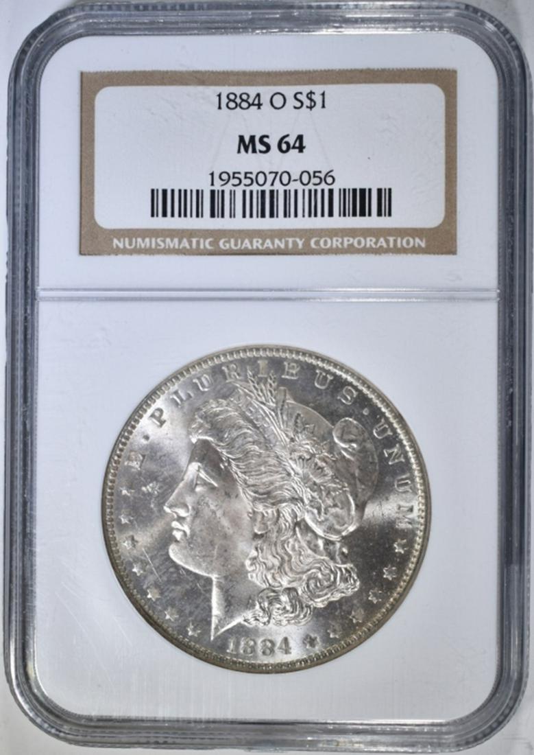 1884-O MORGAN DOLLAR NGC MS-64: LEADERS IN ONLINE AUCTIONS ESTIMATE $90 - $110.