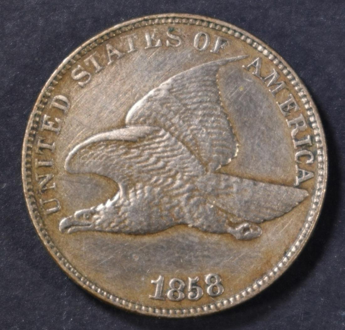 1858 FLYING EAGLE CENT XF/AU CLEANED (1 of 2)