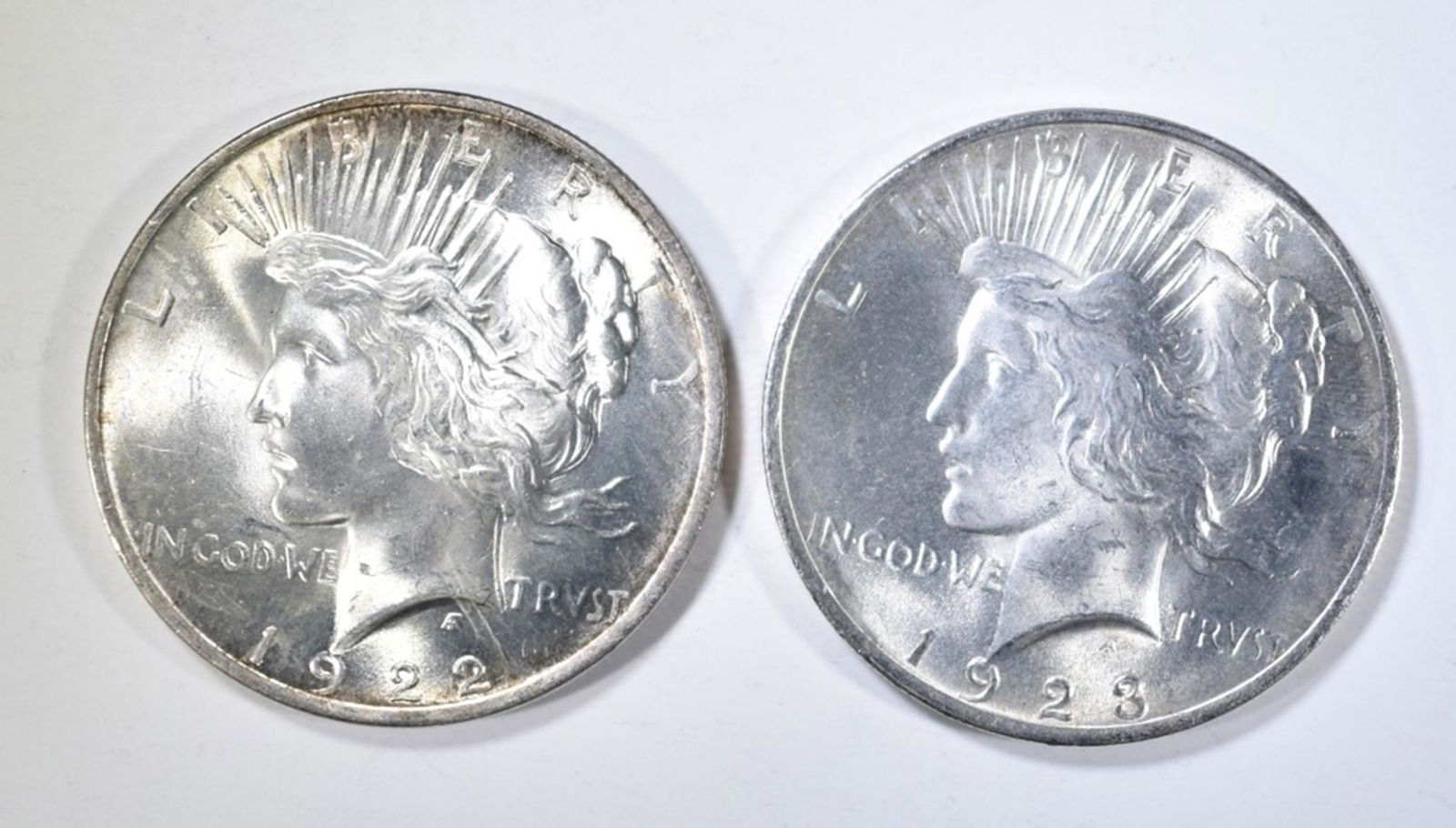1922 & 23 PEACE DOLLARS CH BU (1 of 2)