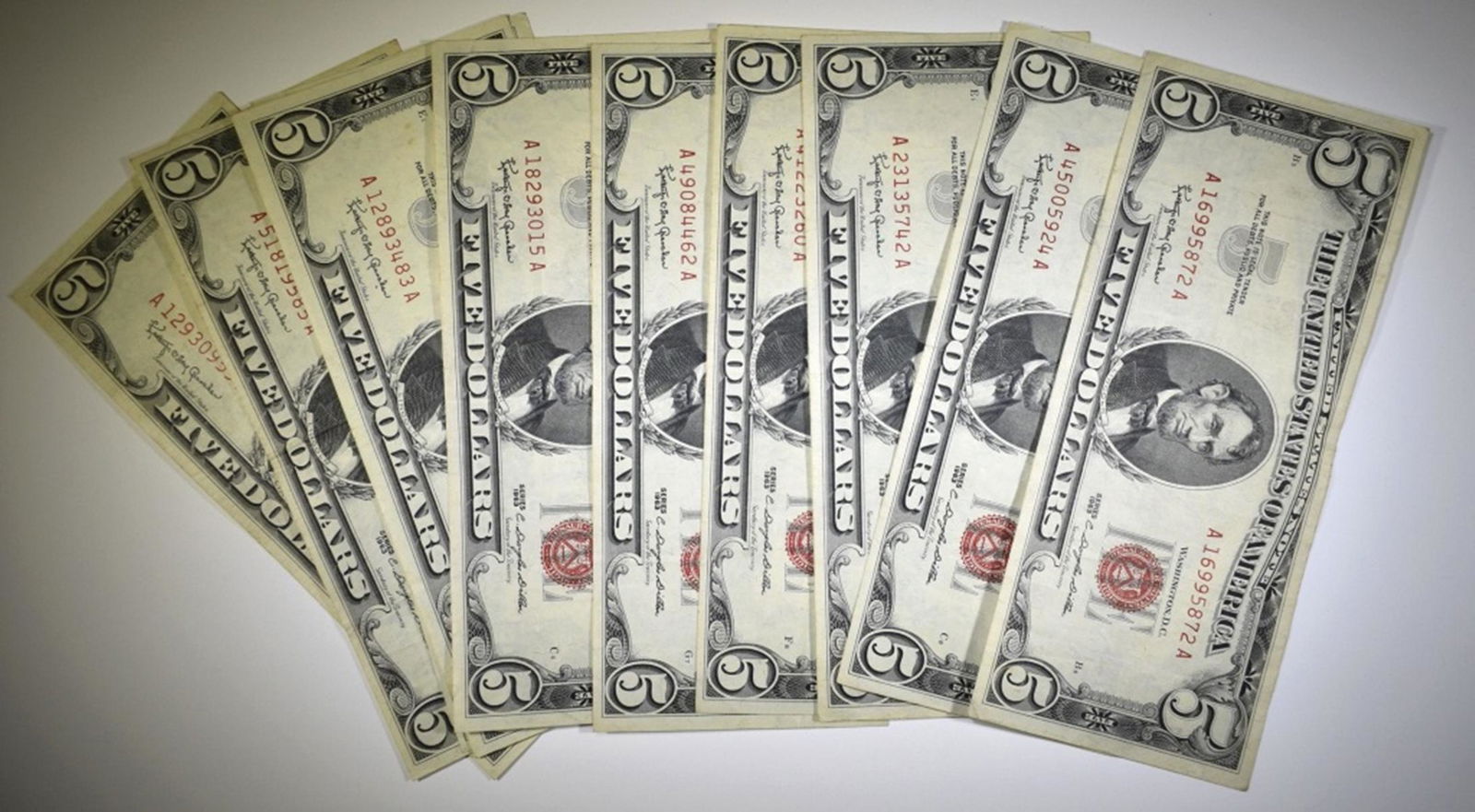 10- 1963 $5.00 RED SEALS, VERY NICE CIRCS (1 of 1)