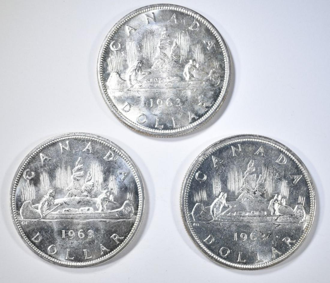3-CH BU 1963 CANADIAN SILVER DOLLARS (1 of 1)