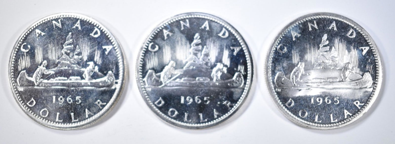 3-CH BU 1965 CANADIAN SILVER DOLLARS (1 of 2)