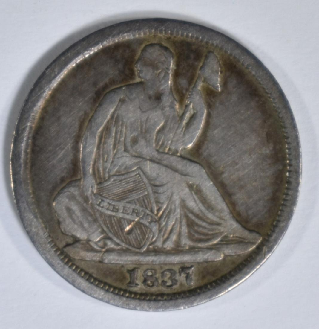 1837 NO STARS SEATED HALF DIME VF (1 of 2)