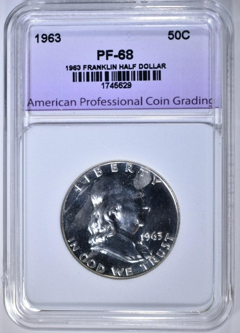 1963 FRANKLIN HALF DOLLAR, APCG SUPERB GEM+ PROOF (1 of 4)