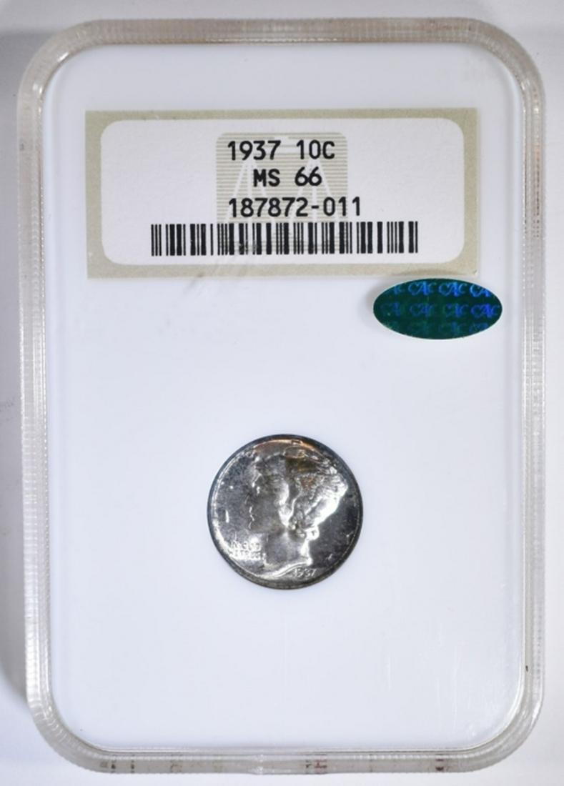 1937 MERCURY DIME NGC MS-66 CAC: LEADERS IN ONLINE AUCTIONS ESTIMATE $50 - $60.