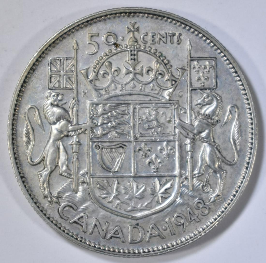 1948 CANADA HALF DOLLAR AU RARE KEY DATE: WEEKLY COIN & CURRENCY AUCTIONS ESTIMATE $225 - $250.