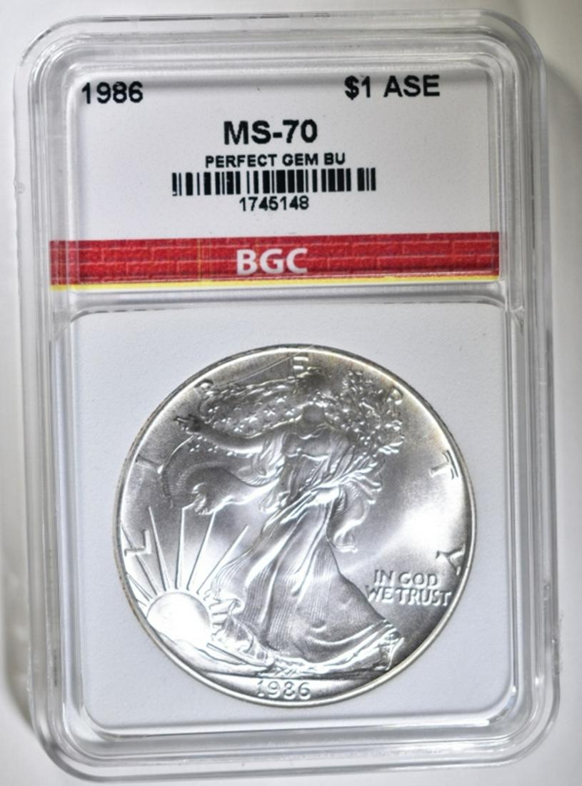 1986 AMERICAN SILVER EAGLE BGC PERFECT GEM BU (1 of 4)