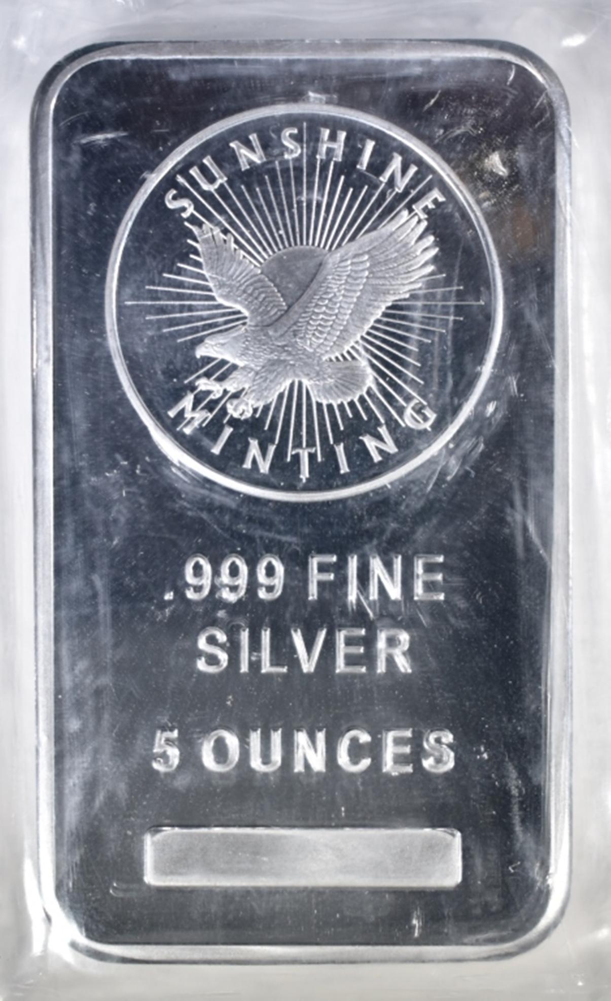 FIVE OUNCE .999 SILVER BAR SUNSHINE MINT (1 of 4)