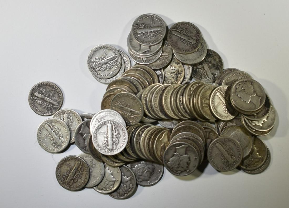 100-MIXED DATE CIRC MERCURY DIMES (1 of 2)