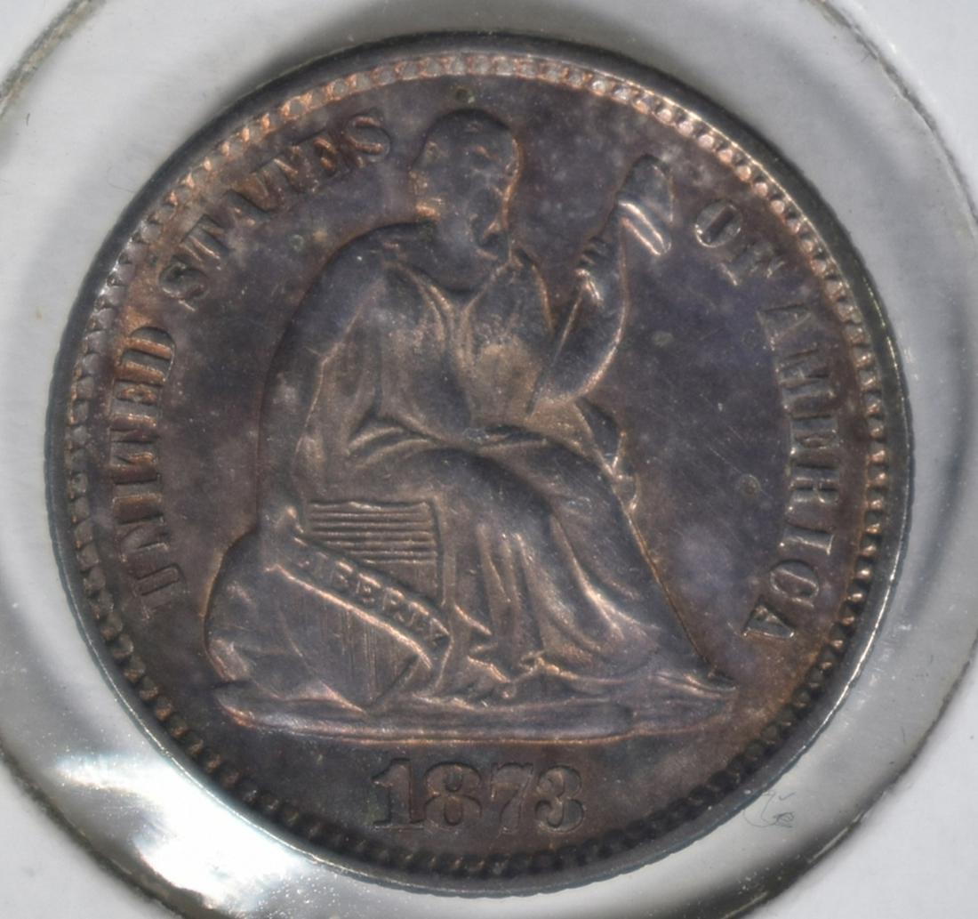 1873 SEATED LIBERTY HALF DIME  BU (1 of 2)