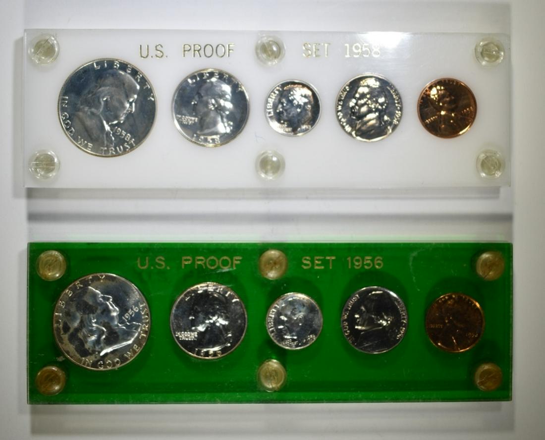 1956 & 1958 PROOF SETS IN CAPITAL PLASTIC HOLDERS (1 of 2)