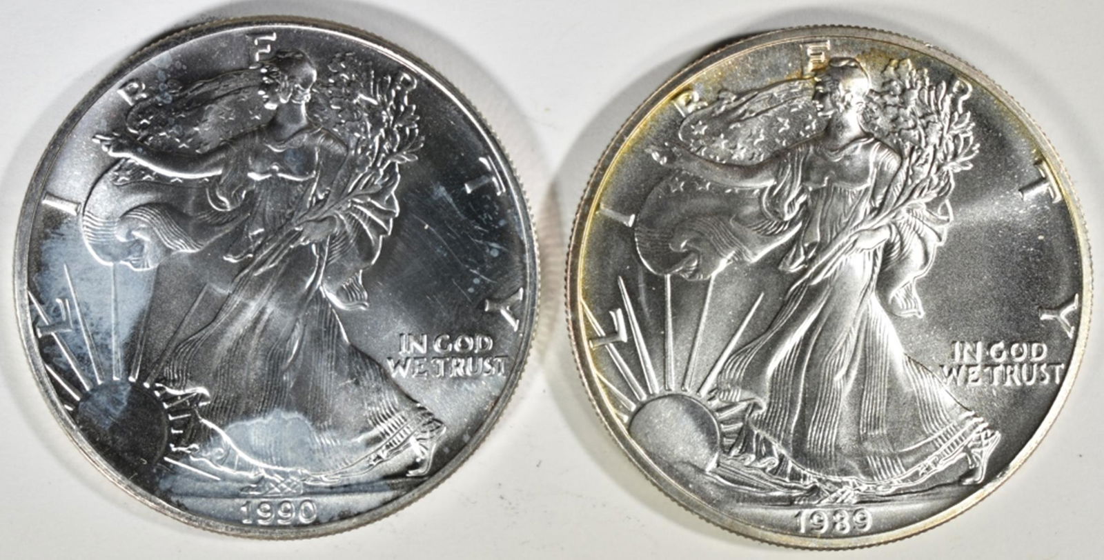 1989 & 90 BU AMERICAN SILVER EAGLES (1 of 2)