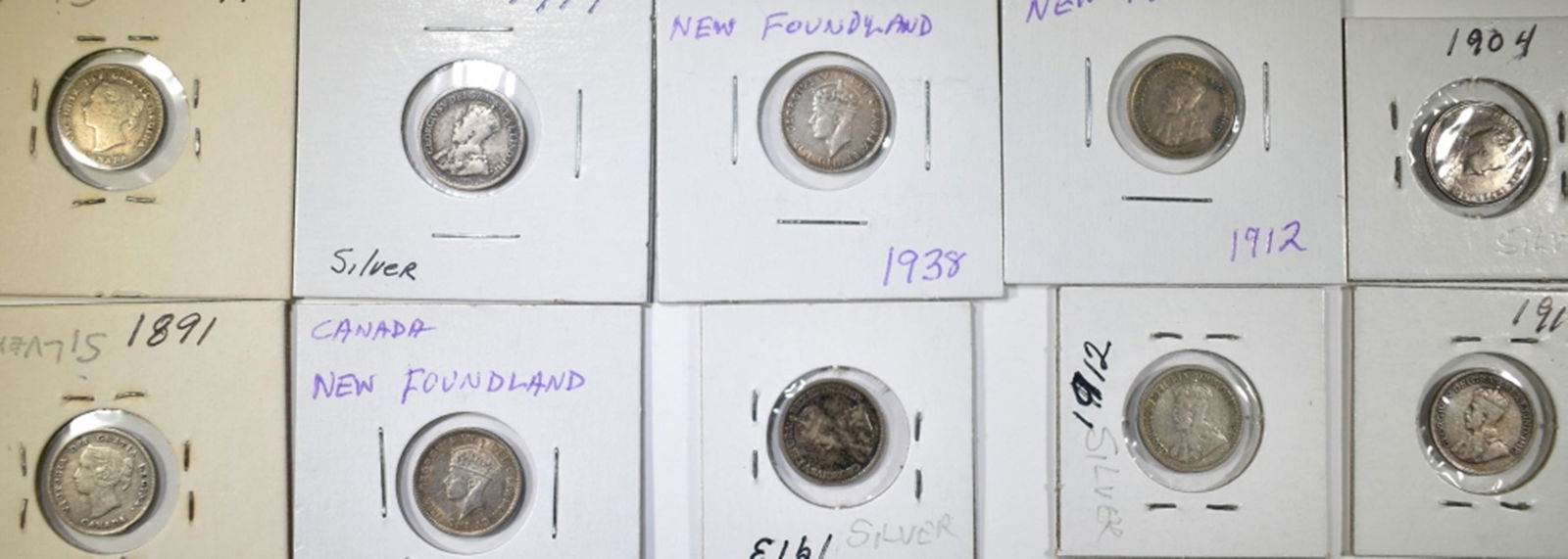 CANADA & NEW FOUNDLAND SILVER 5-CENT LOT: (1 of 2)