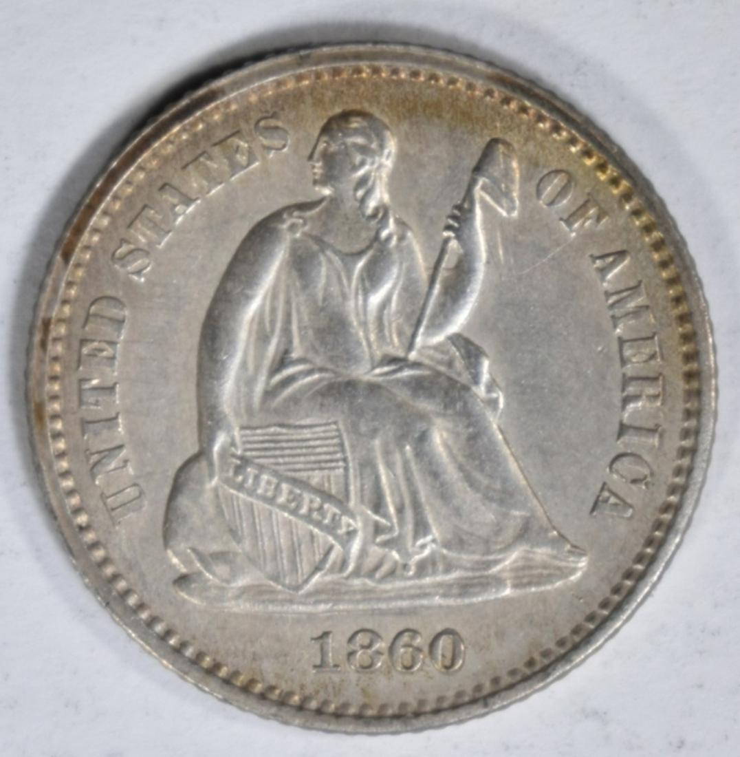 1860 SEATED  HALF DIME  CH/GEM UNC (1 of 2)