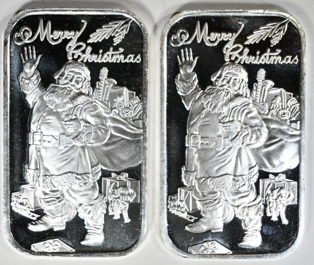 2-2020 MERRY CHRISTMAS 1oz .999 SILVER BARS (1 of 2)