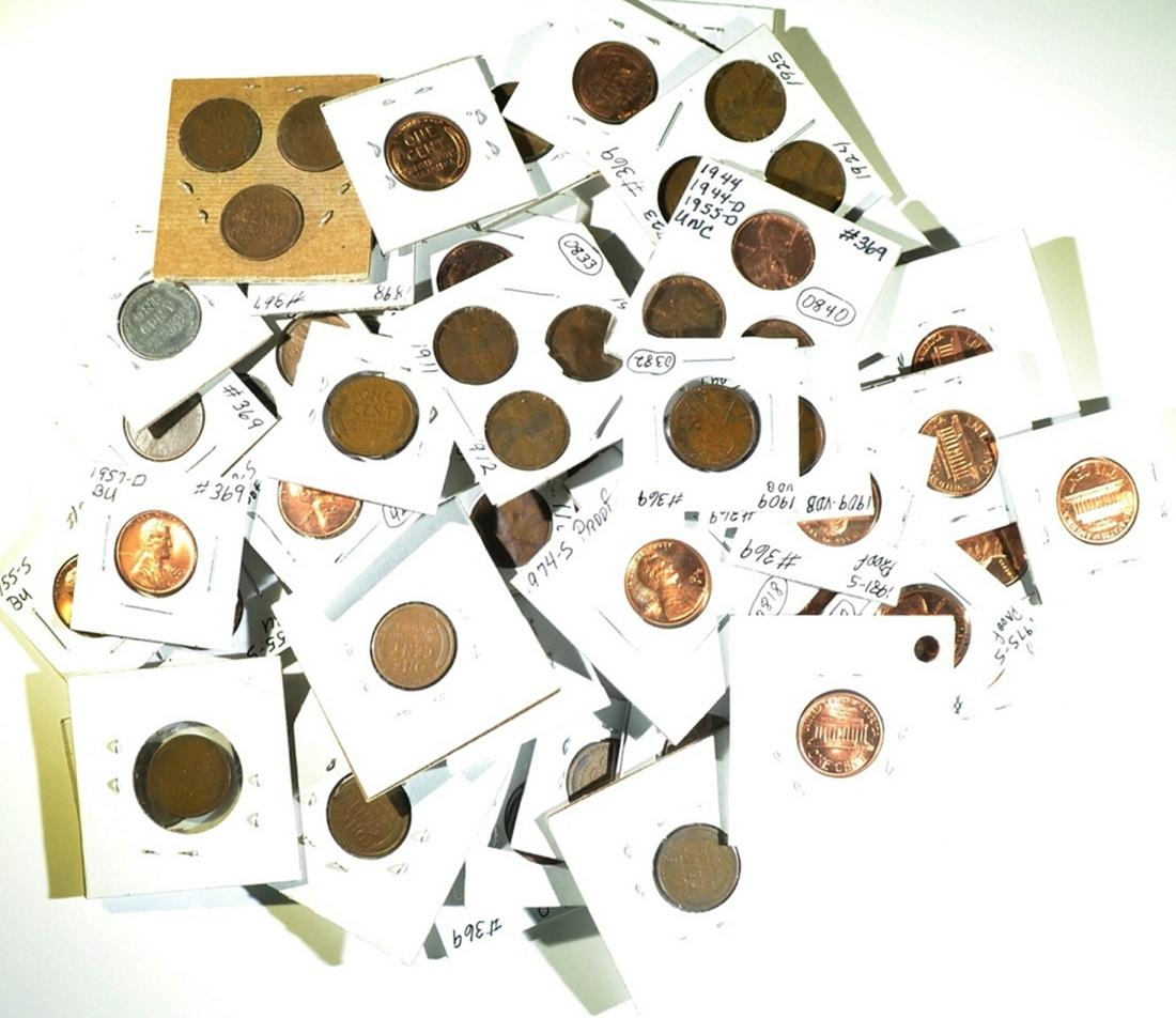 LOT OF 75 LINCOLN CENTS WITH A 1898 INDIAN CENT (1 of 1)